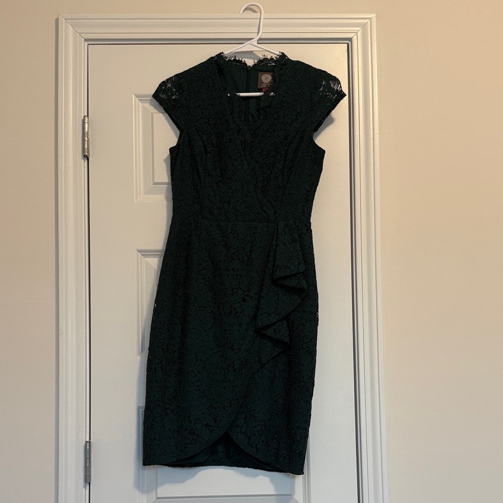 Vince Camuto Dark Green Lace Midi Dress